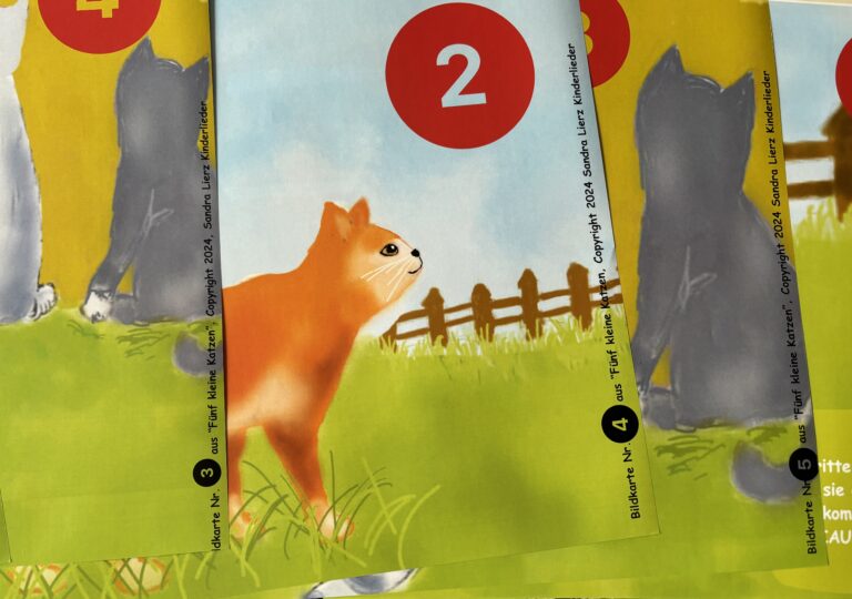 Fünf kleine Katzen-Kombi Paket (13 Bildkarten inklusive Noten)
