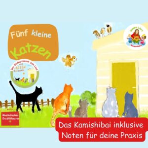 Fünf kleine Katzen-Kombi Paket (13 Bildkarten inklusive Noten)