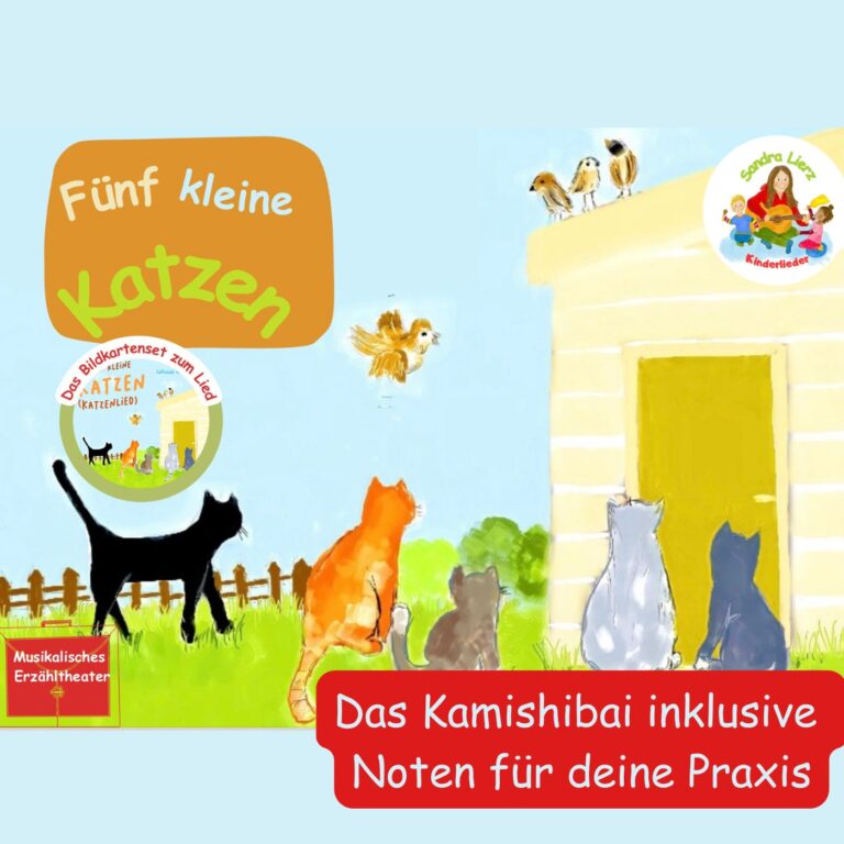 Fünf kleine Katzen-Kombi Paket (13 Bildkarten inklusive Noten)