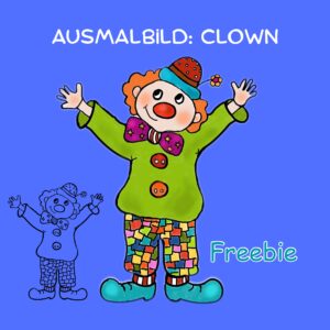 Freebie-Ausmalbild Clown